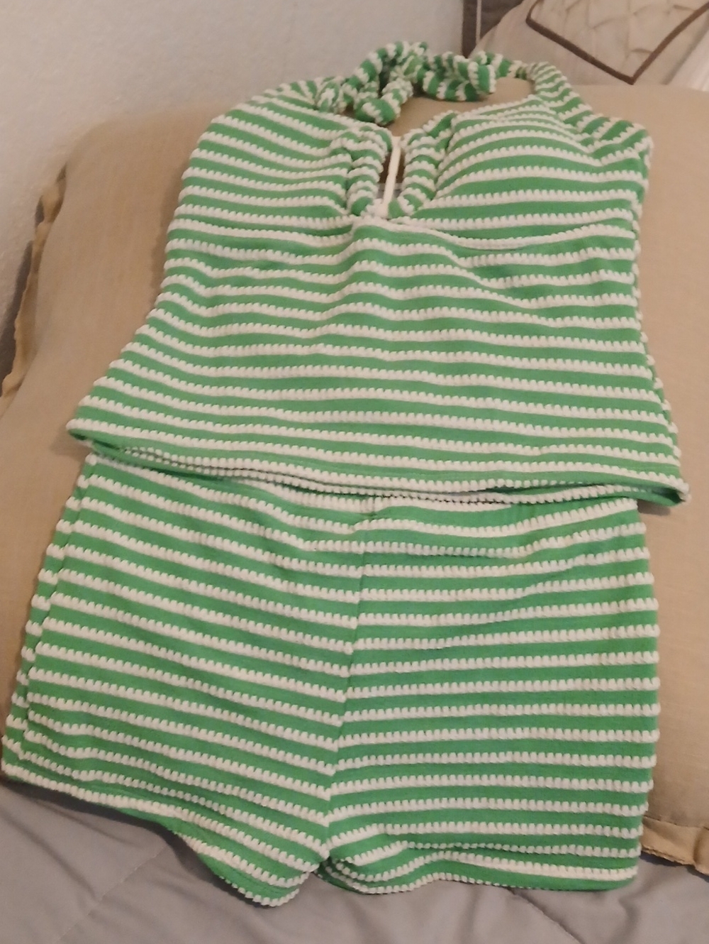 Striped Green and White Women’s Skort - Casual Summer Essential